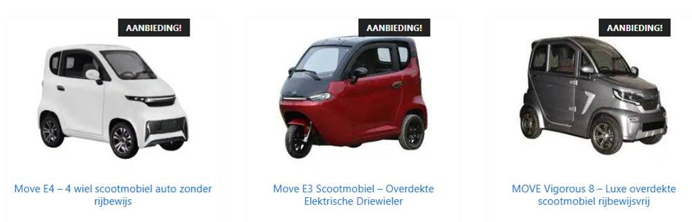 scootmobiel auto's en brommbiel rijbewijs in de aanbieding